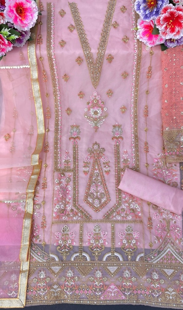 Heavy Organza With Heavy Embroidery Sequence Work Suit Heavy Organza With Heavy Embroidery Sequence Work Suit