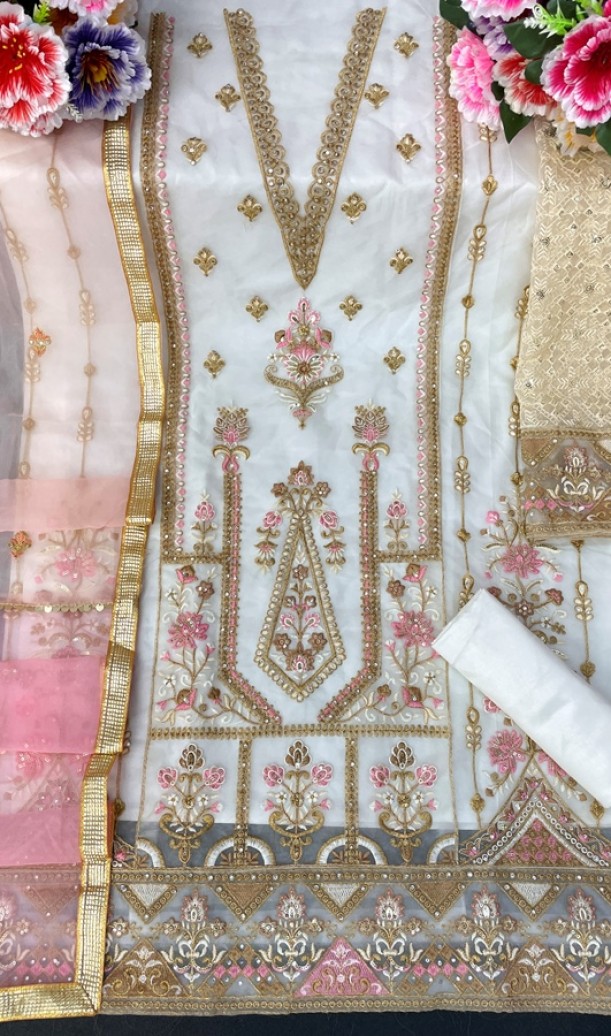 Heavy Organza With Heavy Embroidery Sequence Work Suit Heavy Organza With Heavy Embroidery Sequence Work Suit