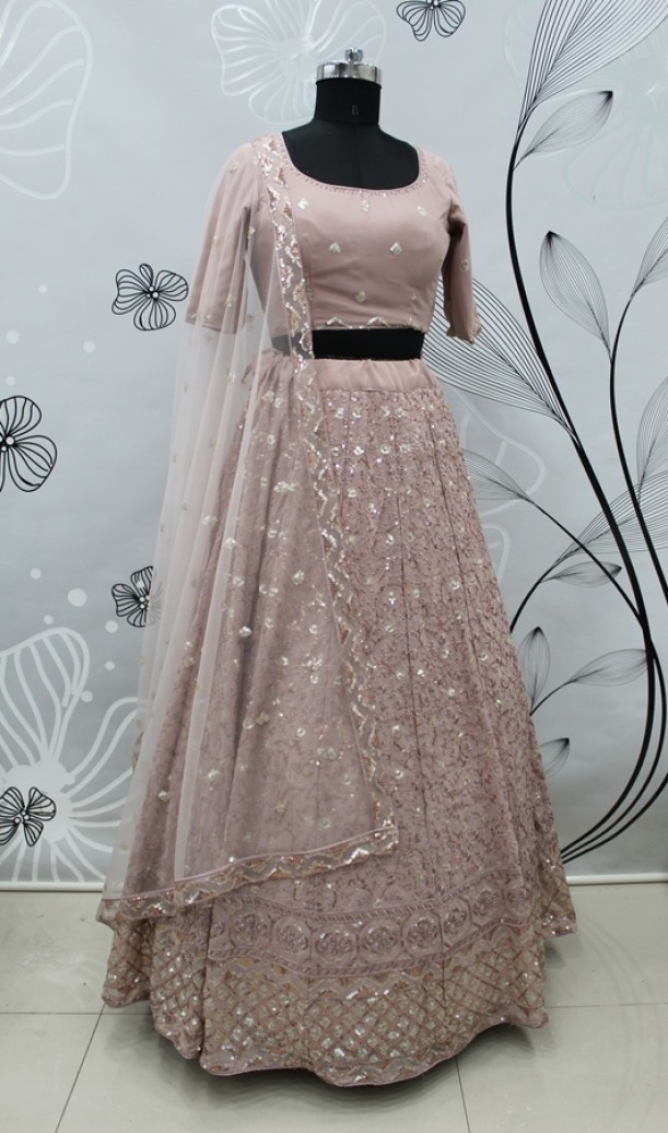 Women's Georgette Embroidered Semi-Stitched Lehenga 