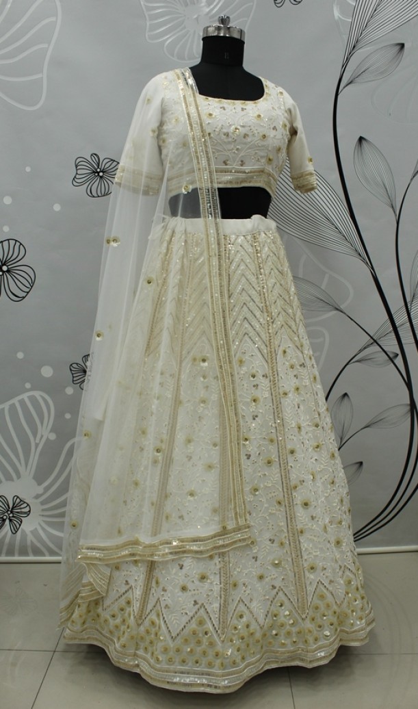 Women's Georgette Embroidered Semi-Stitched Lehenga Choli