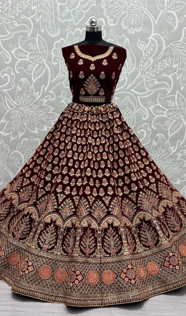 Fancy Dori embroidered and Multi thread work velvet Lehenga choli