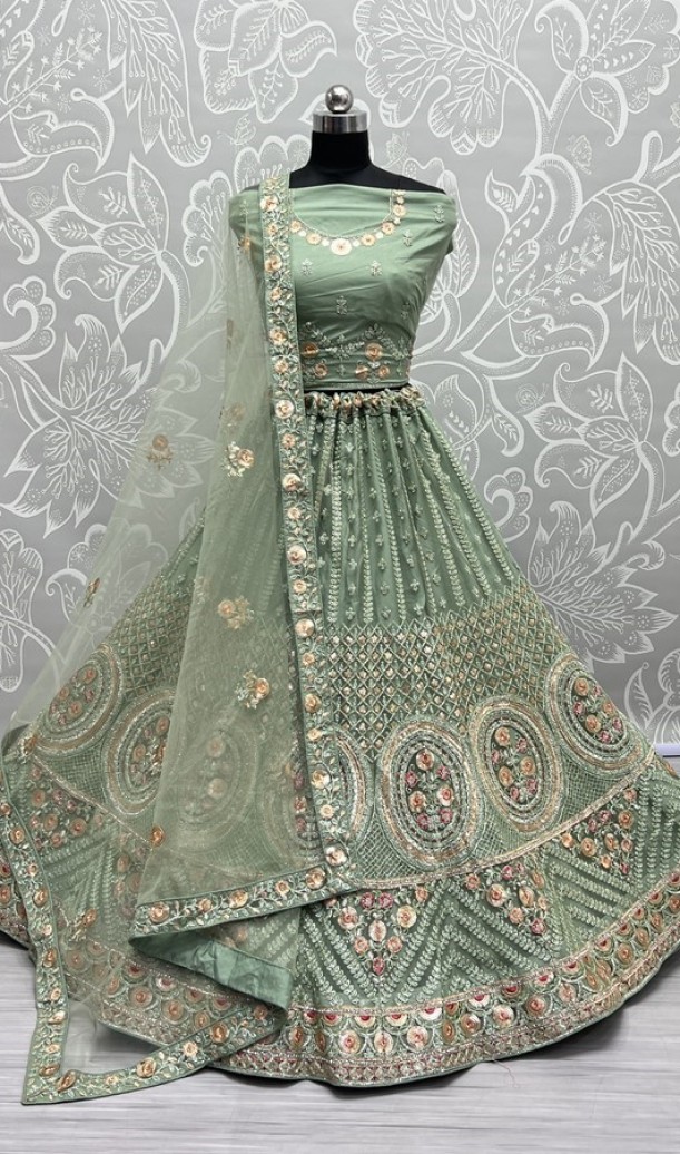 Perfect Partywear Lehengacholi in sequins and Multi thread Work 