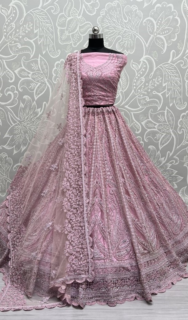 Exceptional Reception wear Designer Lehenga with five meter plus flair and matching heavy blouse 