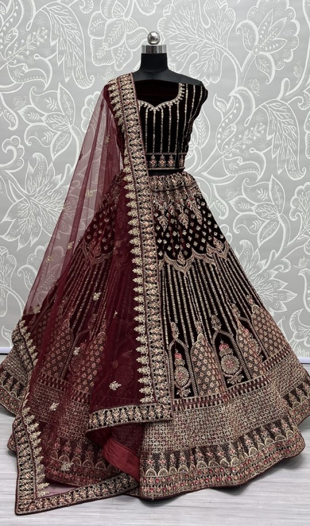 Heavy work Embroidered Velvet Lehenga choli 