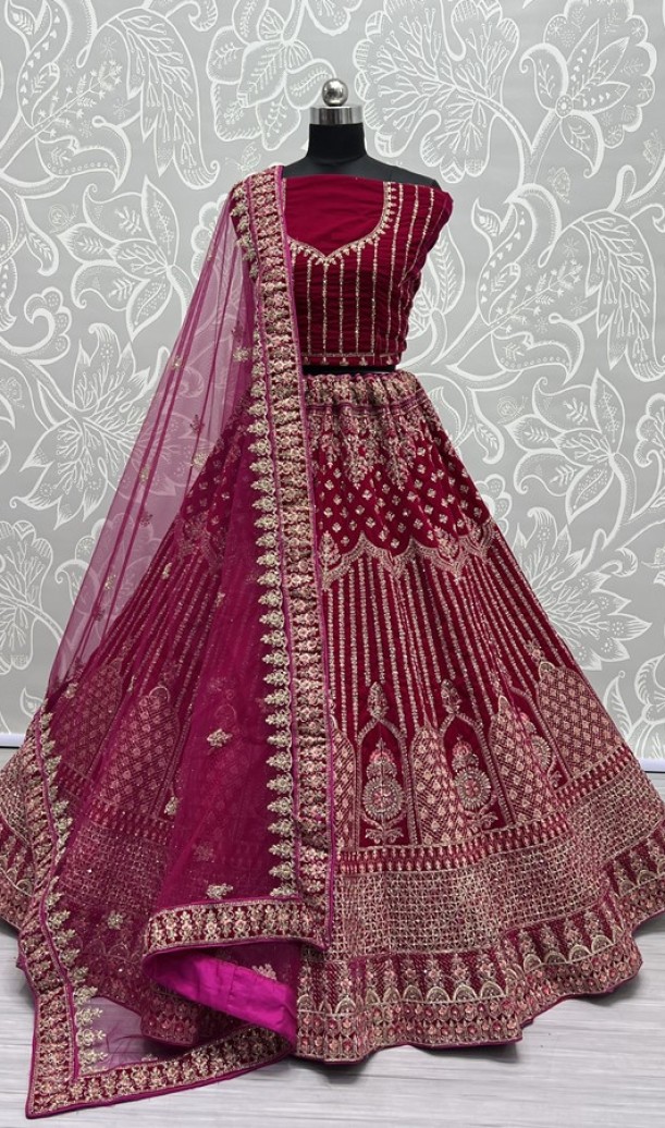 Heavy work Embroidered Velvet Lehenga choli 