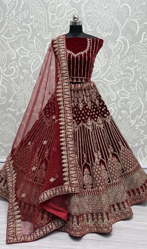 Heavy work Embroidered Velvet Lehenga choli 