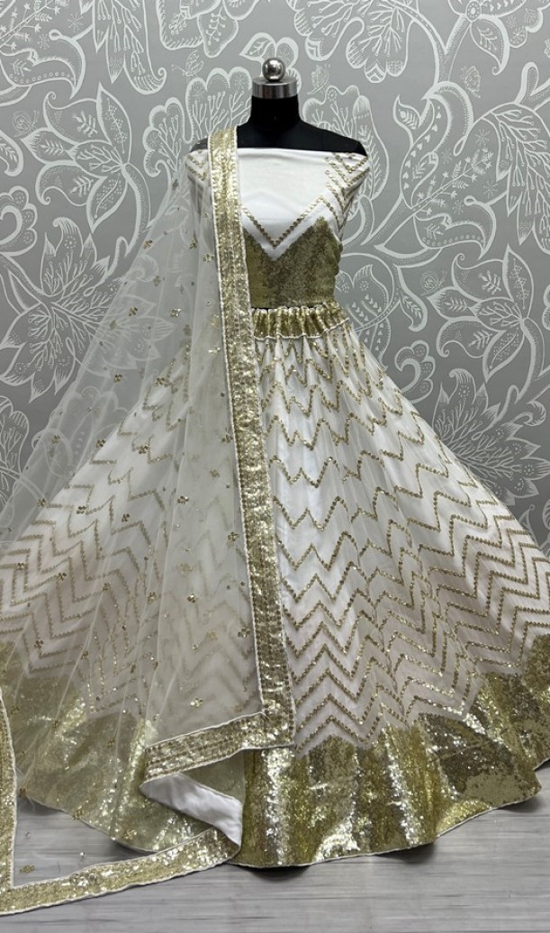 Zigzag Pattern Sequins Embroidered Sober work Lehenga choli 