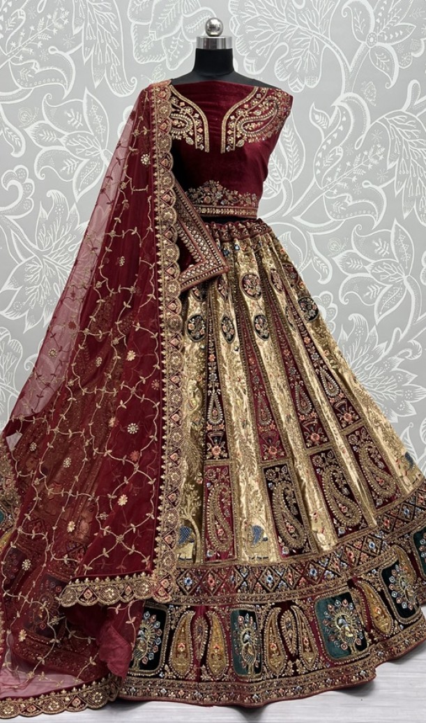 Alternate patch embroidered Kali with beautiful dupatta bridal Lehengacholi 