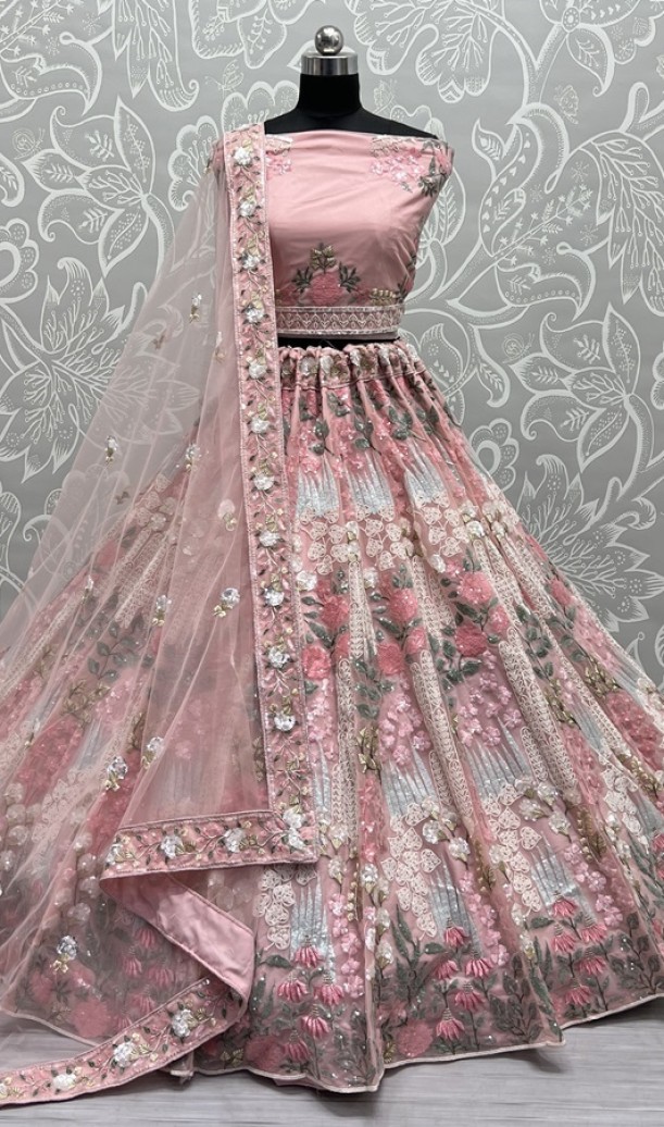 Hand Mirror Crafted Bandhani Print Pure Gadhwal silk Lehengacholi 