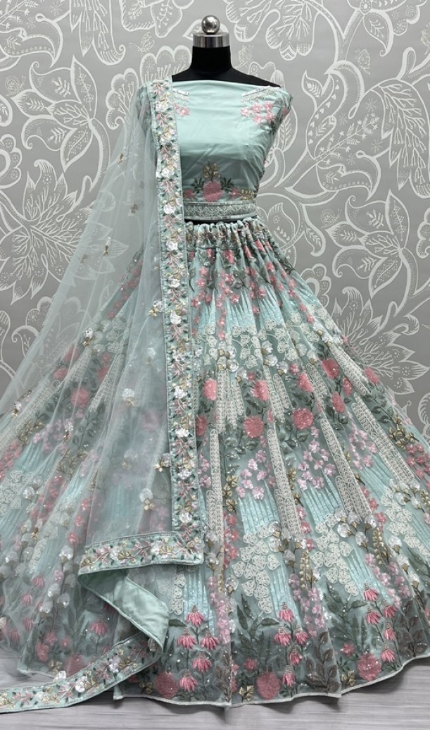Fancy Multi Thread Metallic Zari Rainbow sequins Dori work chaniya choli