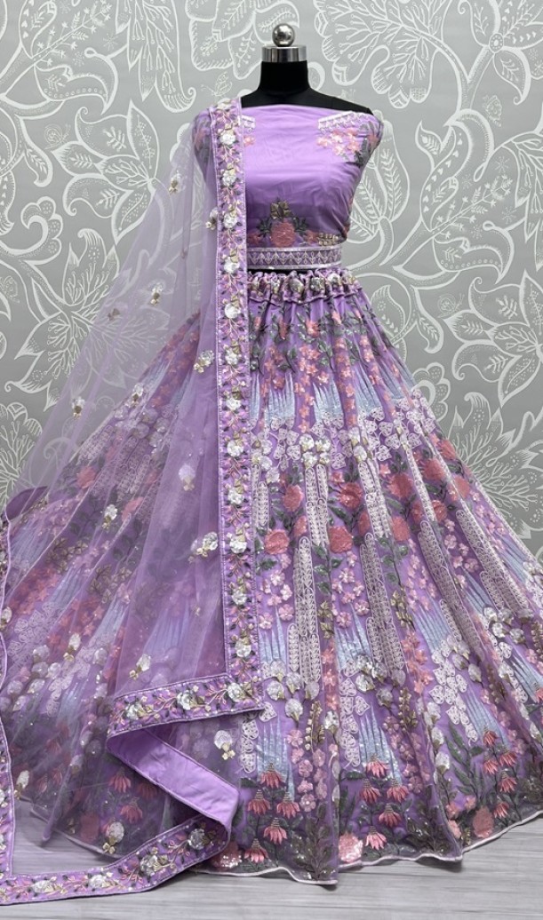 Fancy Designed Embedded with Rainbow Sequins and Metalic Zari work Exclusive Party wear Lehengacholi 
