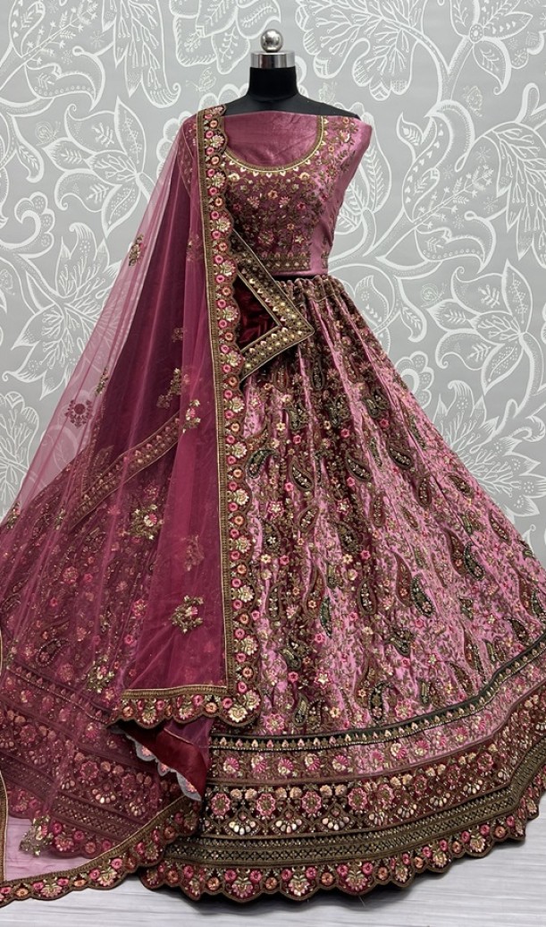 Heavy lace work and combine velvet patch embroidery double dupatta Lehengacholi