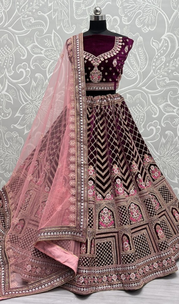 Dori and zircon diamond work beautiful color range Lehengacholi 