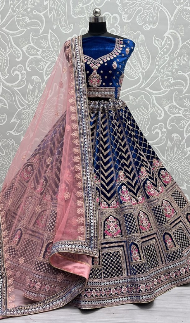 Dori and zircon diamond work beautiful color range Lehengacholi 