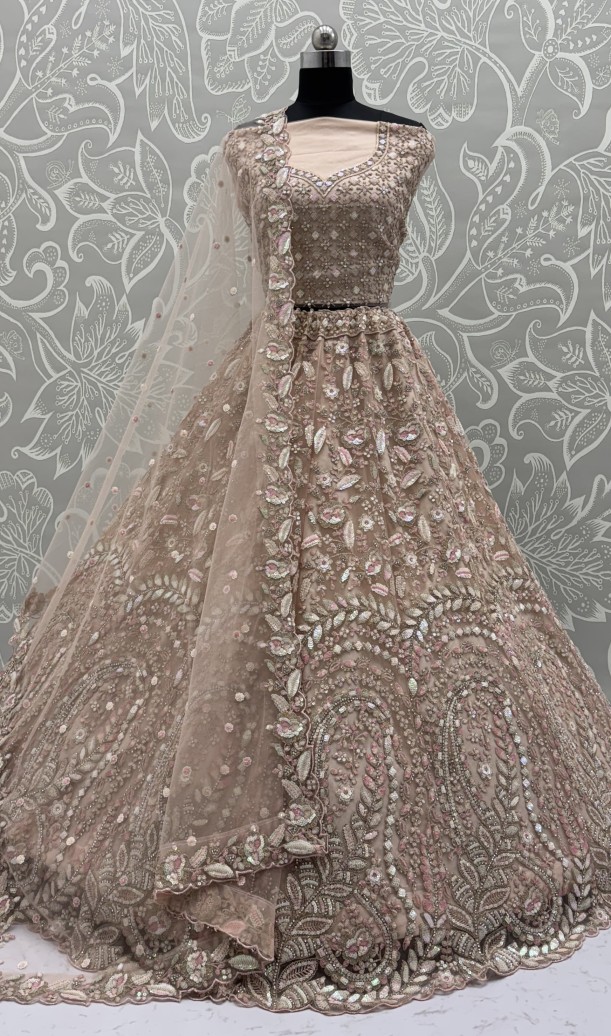 Rainbow Sequins and Yelloish toned Dori Embroidery combine Beautiful Eye-Catchy Lehenga Choli 