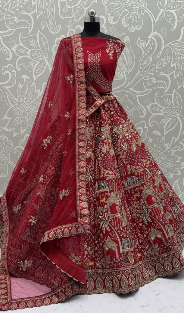 Tremendous Red Embroidery Pattern  New Season Bridal Lehenga Choli 