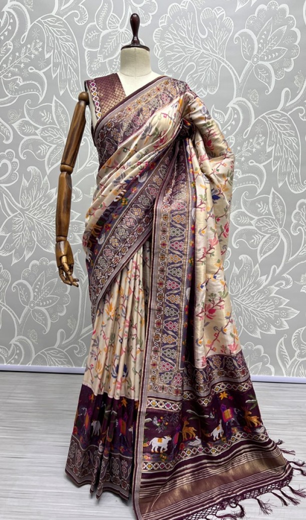  Pure Meena Silk and Dyed Silk Thread Crafted Authentic Patola Saree 