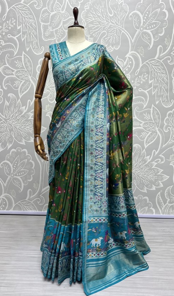 Pure Meena Silk and Dyed Silk Thread Crafted Authentic Patola Saree 