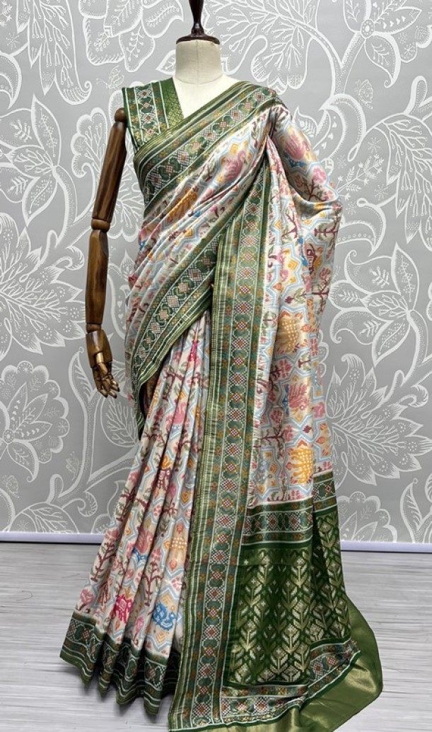 Pure Meena Silk and Dyed Silk Thread Crafted Authentic Patola Saree 