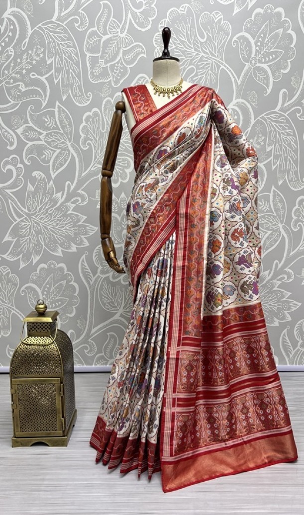  Pure Meena Silk and Dyed Silk Thread Crafted Authentic Patola Saree 