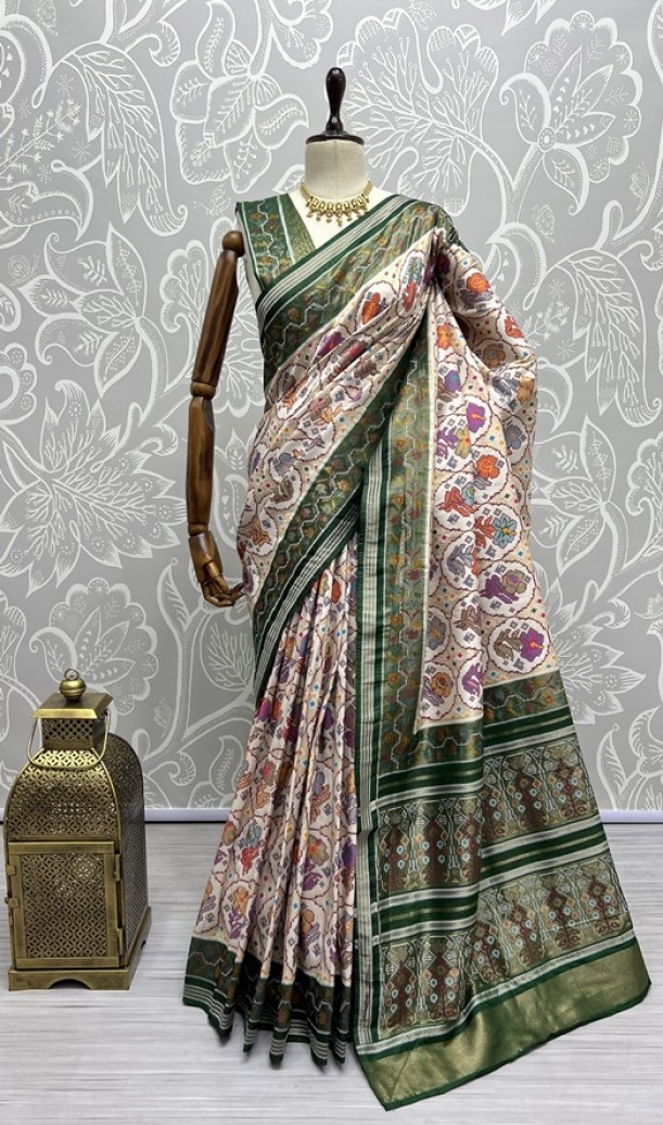 Hand Dyed Meena Silk Thread Crafted Authentic Patola Saree 