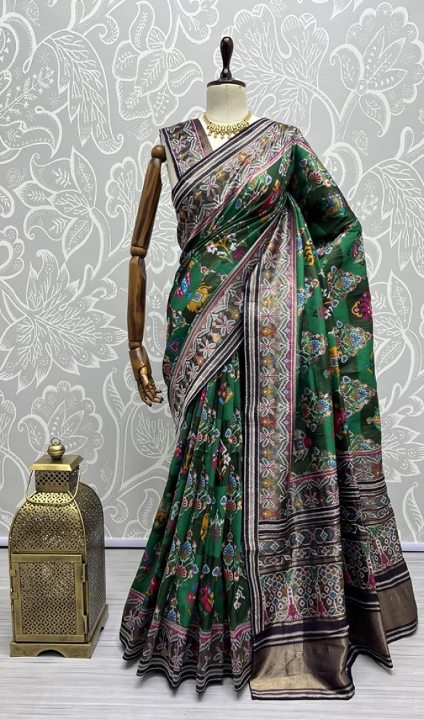 Hand Dyed Meena Silk Thread Crafted Patola Saree 