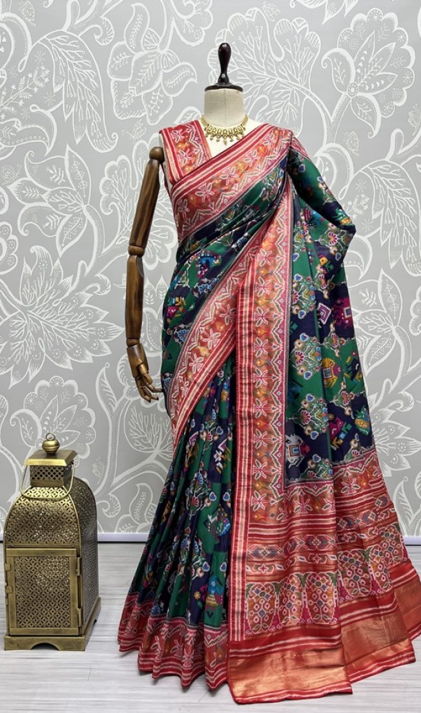 Hand Dyed Meena Silk Thread Crafted Patola Saree 