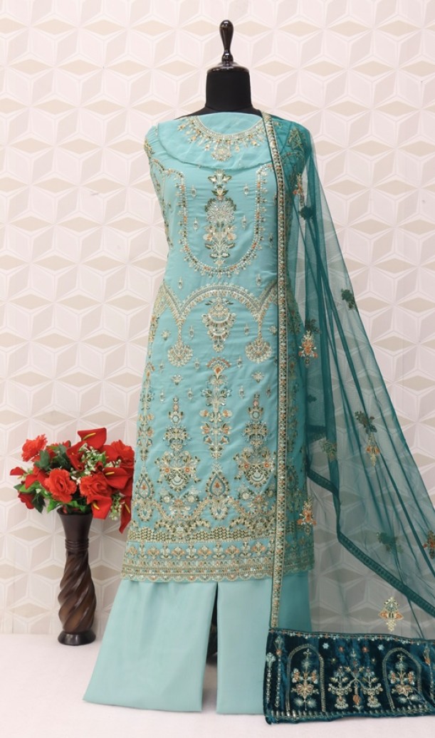 Faux Georgette Party Wear Salwar Kameez in with Sequence work Faux Georgette Party Wear Salwar Kameez in with Sequence work