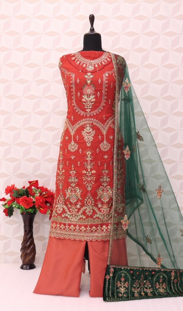 Faux Georgette Party Wear Salwar Kameez in with Sequence work Faux Georgette Party Wear Salwar Kameez in with Sequence work