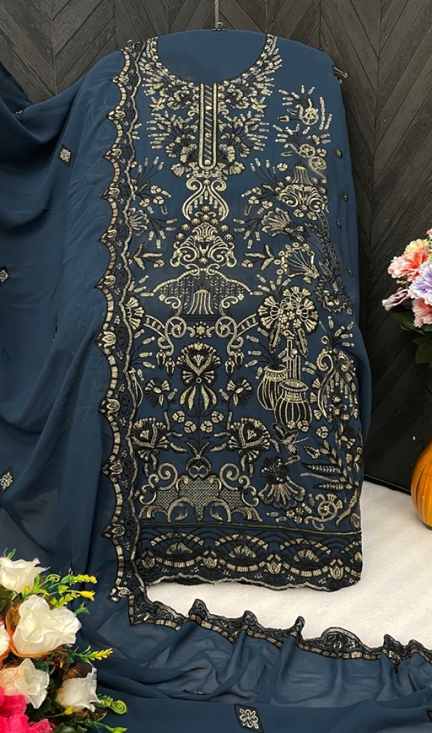 Heavy Faux Georgette Embroidered Salwar Kameez Heavy Faux Georgette Embroidered Salwar Kameez