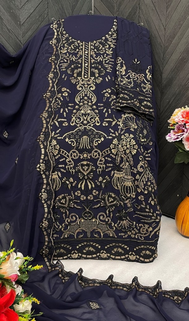 Heavy Faux Georgette Embroidered Salwar Kameez Heavy Faux Georgette Embroidered Salwar Kameez