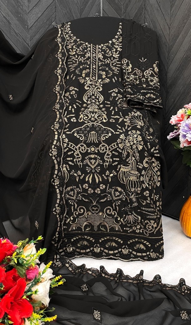 Heavy Faux Georgette Embroidered Salwar Kameez Heavy Faux Georgette Embroidered Salwar Kameez