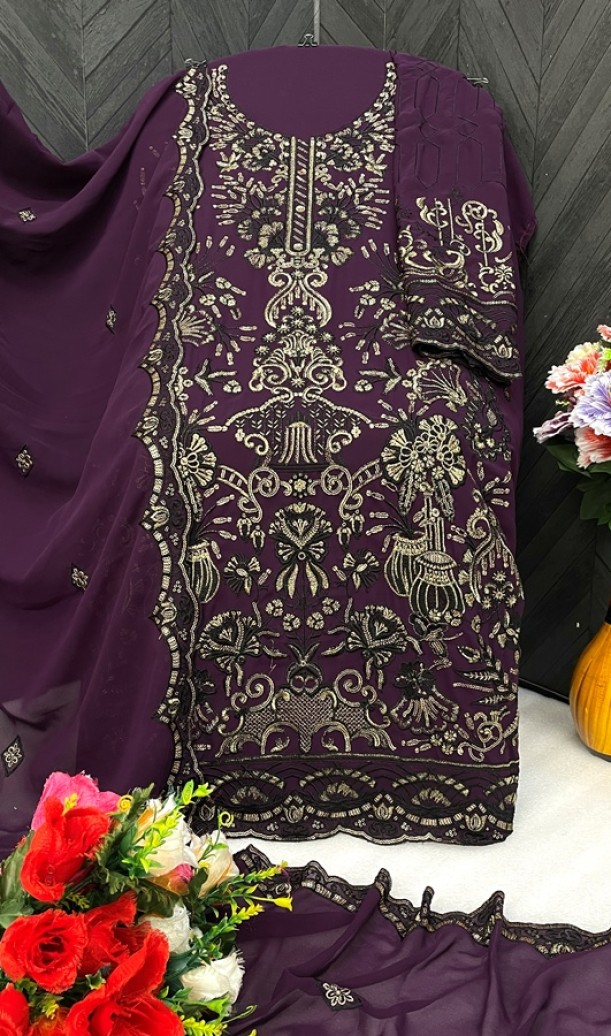 Heavy Faux Georgette Embroidered Salwar Kameez Heavy Faux Georgette Embroidered Salwar Kameez