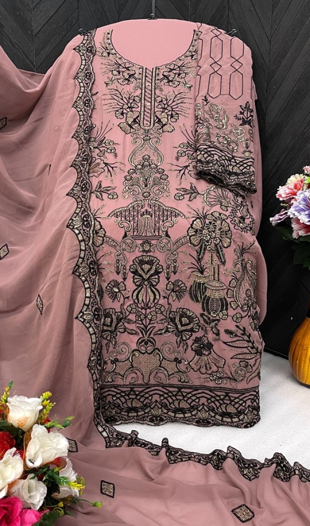 Heavy Faux Georgette Embroidered Salwar Kameez Heavy Faux Georgette Embroidered Salwar Kameez