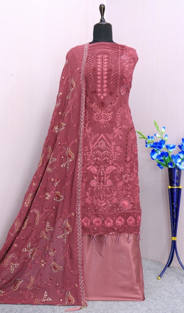 Georgette Reception Salwar Kameez in pink with Sequence work Georgette Reception Salwar Kameez in pink with Sequence work