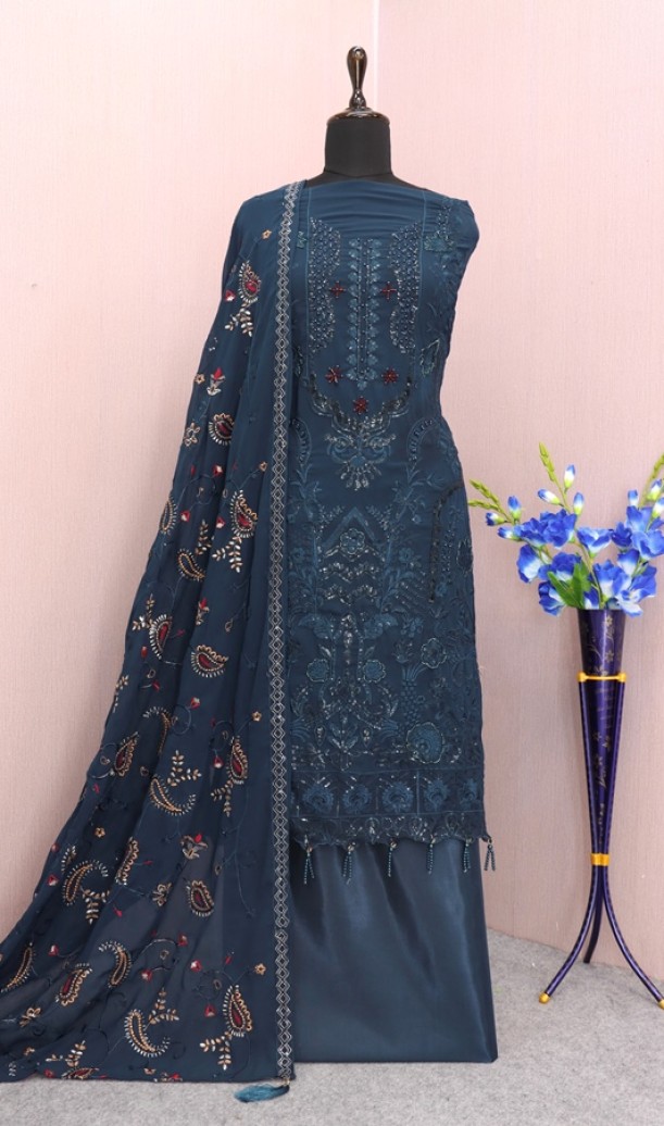 Georgette Reception Salwar Kameez in Green with Sequence work Georgette Reception Salwar Kameez in Green with Sequence work