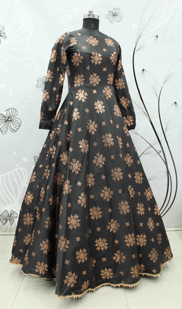 Black Tafeta Silk Festival Designer Gown