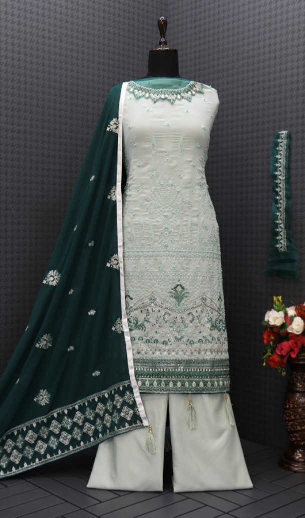  Georgette Fabric Embroidered Work Pink Sleeveless Kurta Sharara Set with Dupatta