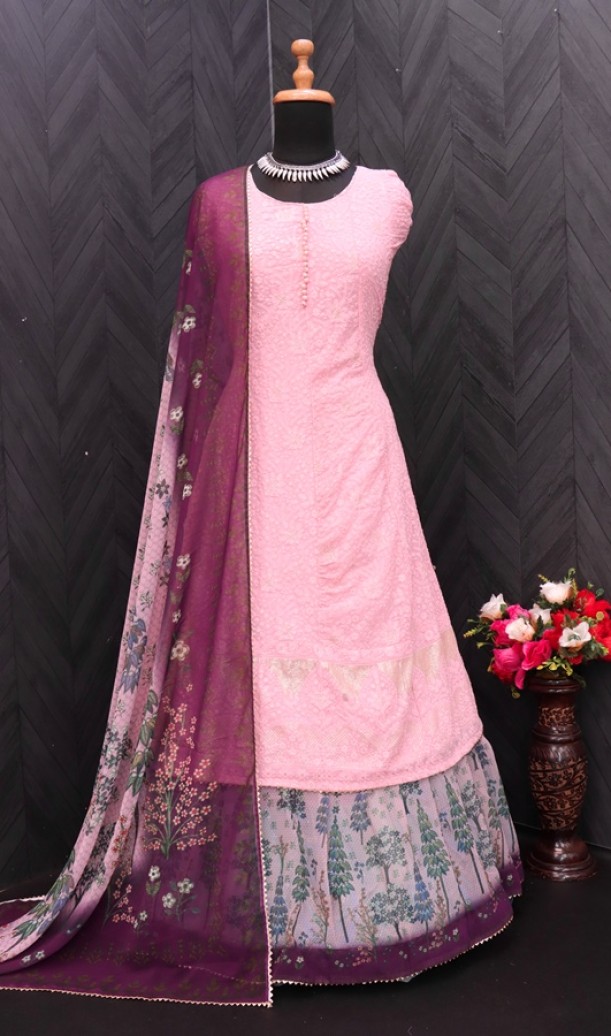 Party Wear Salwar Kameez in Pink and Majenta with Thread work Party Wear Salwar Kameez in Pink and Majenta with Thread work