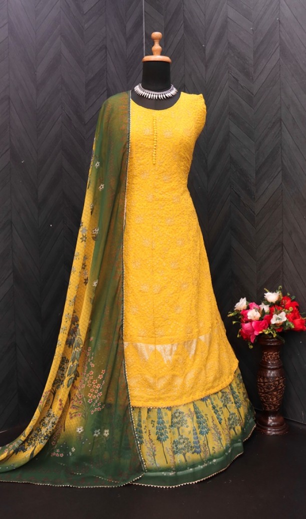 Salwar Kameez in Yellow with Sequence work Salwar Kameez in Yellow with Sequence work