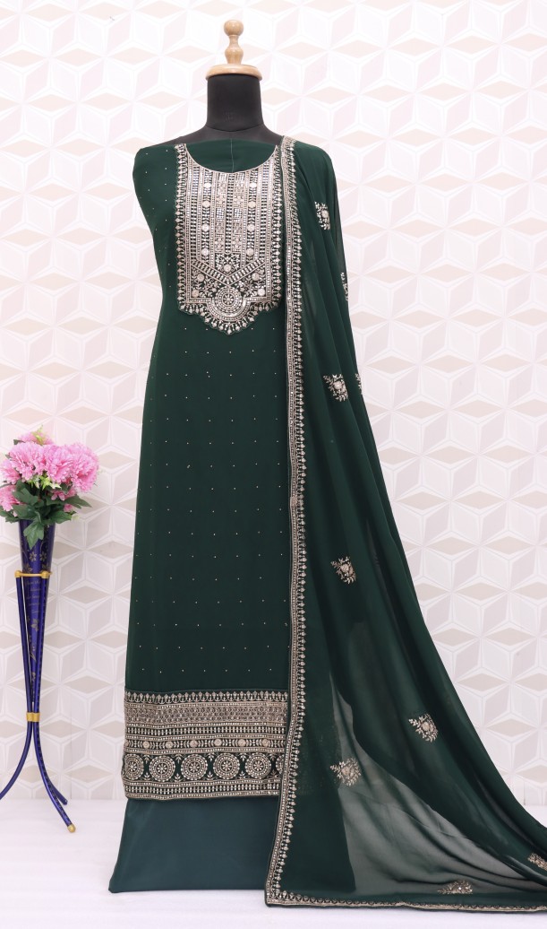 Green Georgette Resham Pakistani Salwar Suit Green Georgette Resham Pakistani Salwar Suit