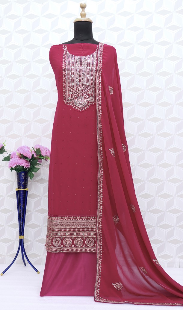 Pink Georgette Resham Pakistani Salwar Suit Pink Georgette Resham Pakistani Salwar Suit