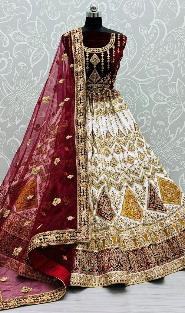 Tradition Dori Embroidery Bridal Lehenga Choli In Off White