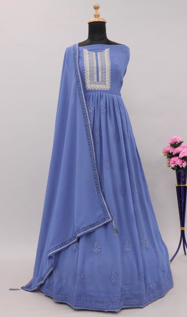 Purple Lucknowi Zari Embroidered Designer Anarkali Suit at Sokiro Style Purple Lucknowi Zari Embroidered Designer Anarkali Suit at Sokiro Style