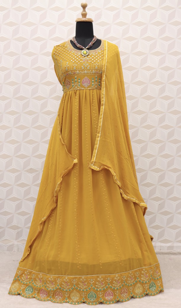 Mustard Gold Embroidered Belted Dress Mustard Gold Embroidered Belted Dress