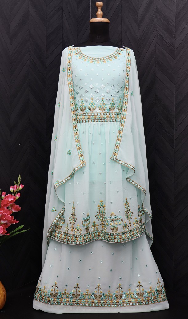 Sea Blue Marodi Work Sharara set Sea Blue Marodi Work Sharara set