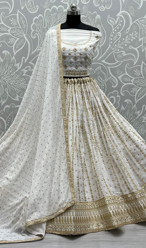 Girlish Wear Georgette Embroidered Lehenga Choli In White