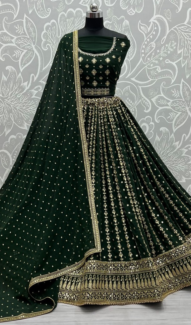Girlish Wear Georgette Embroidered Lehenga Choli In green