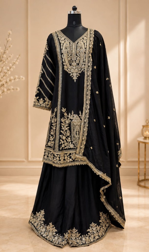 Fab Black Chinon Salwar Suit Fab Black Chinon Salwar Suit