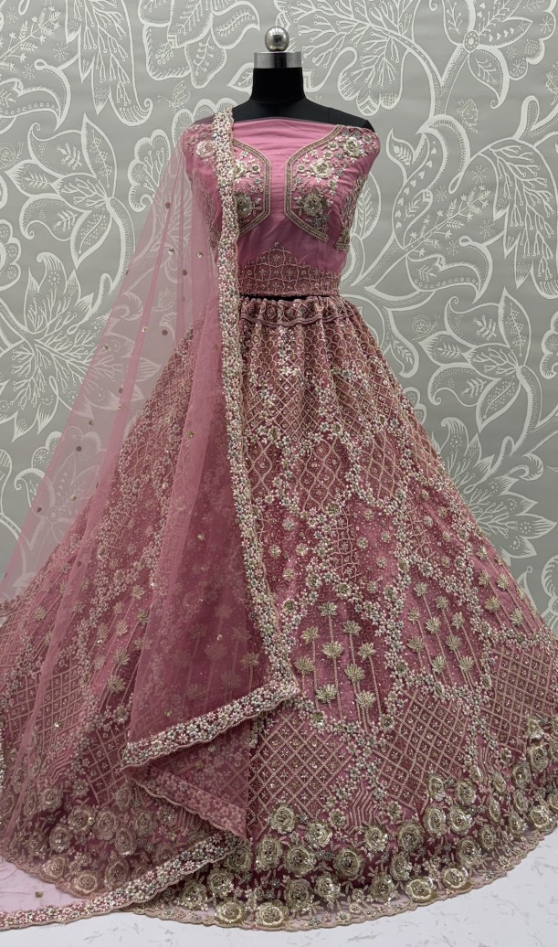 Beautiful Rose Pink Lehenga choli with dupatta and blouse 